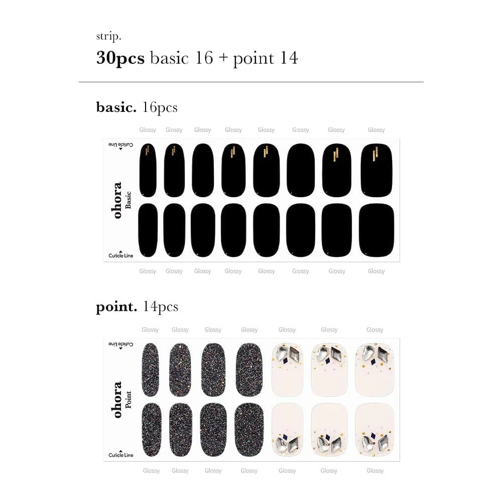 ohora Semi Cured Gel Nail Strips N Black Swan - Image 3